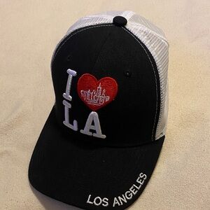 I Love LA Black and White Trucker Hat